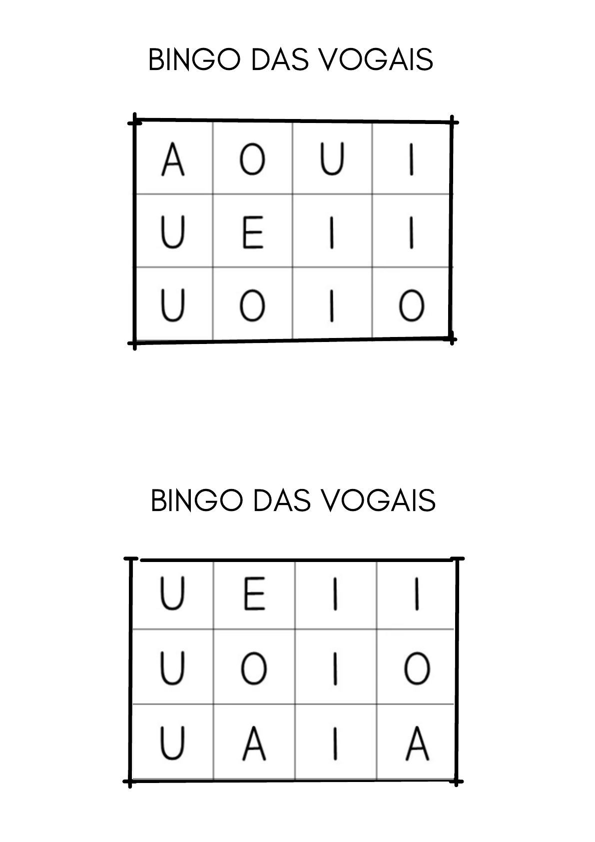 Bingo Das Vogais Fonologia Verloop Io