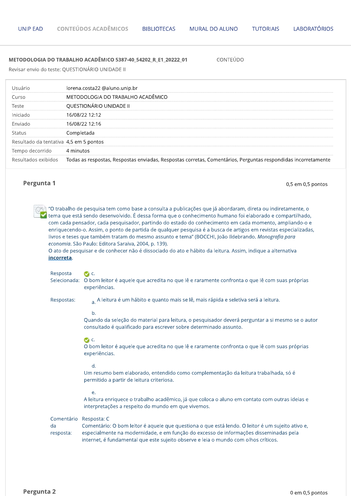 Metodologia Do Trabalho Acad Mico Question Rio Unidade Ii