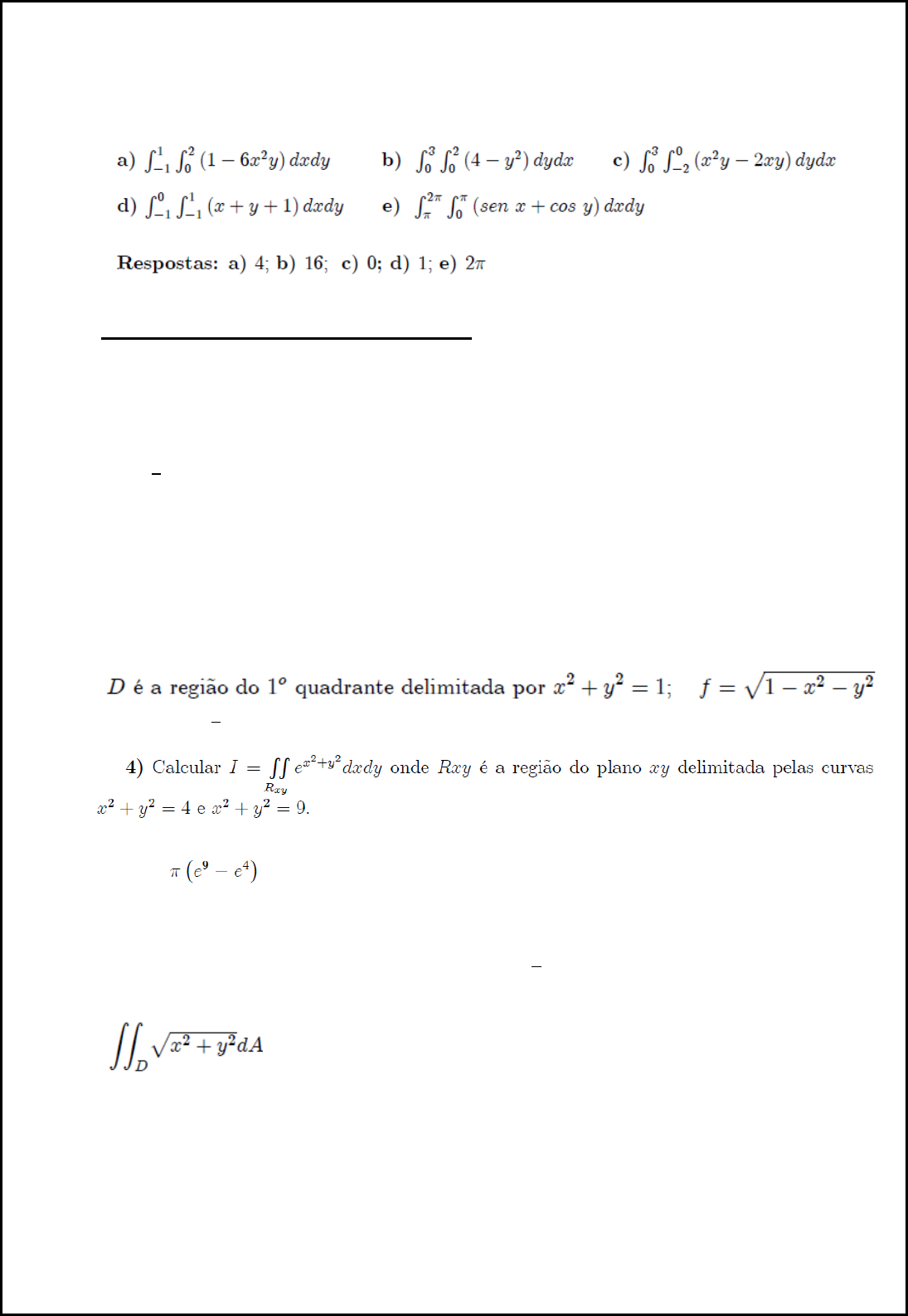 Integral Dupla E Tripla Calculo Diferencial E Integrado