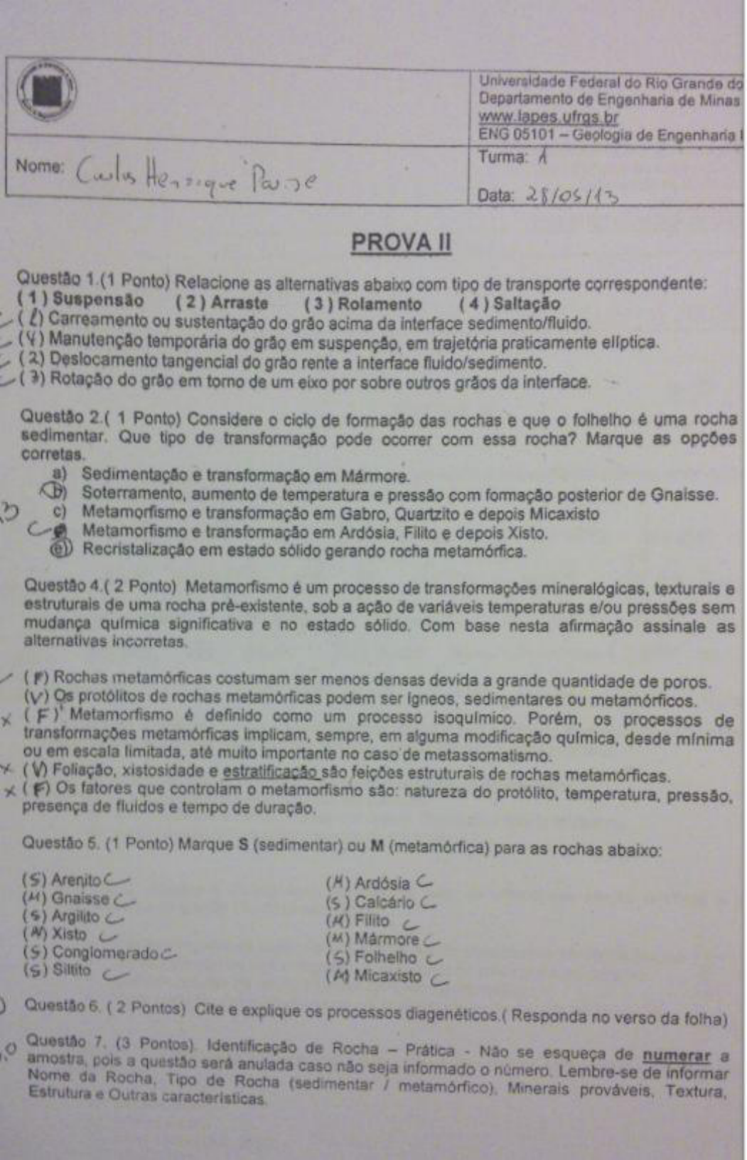 P2 Geologia De Engenharia UFRGS Geologia Para Engenharia