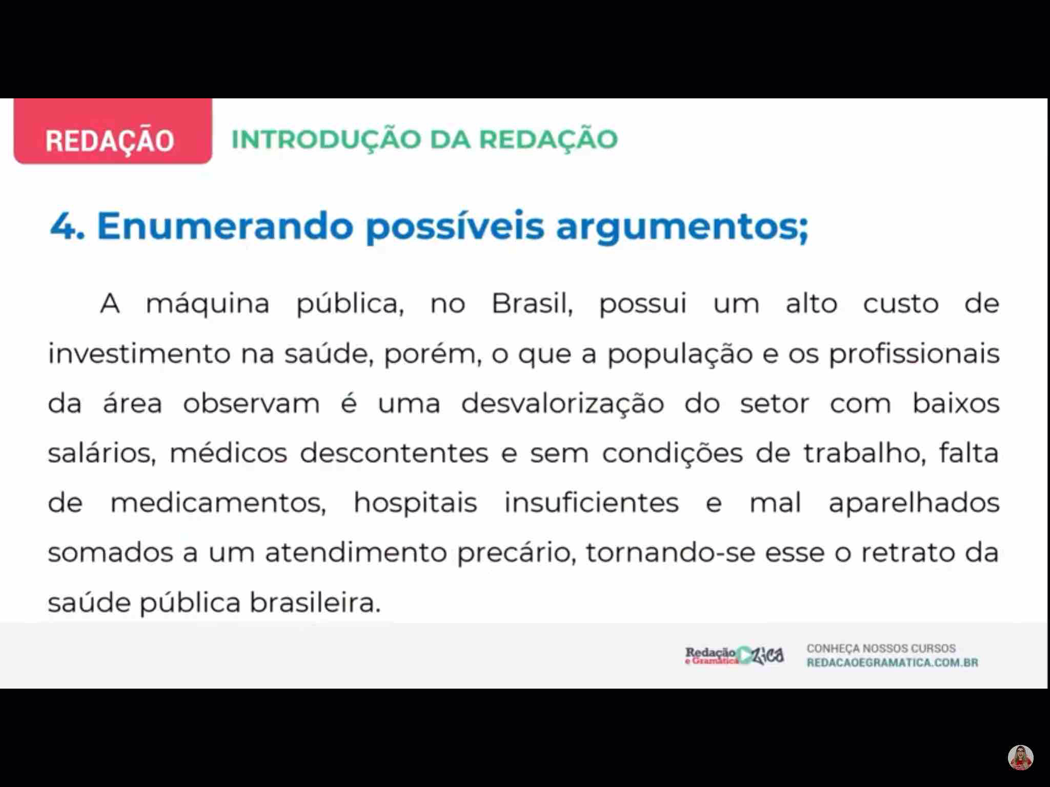 Enumerando possíveis argumentos Redação