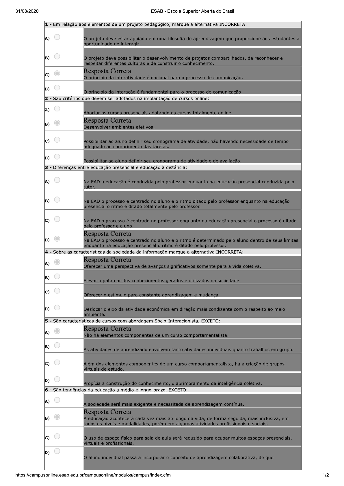 Prova de Introdução aos Estudos de Educação à Distância leo