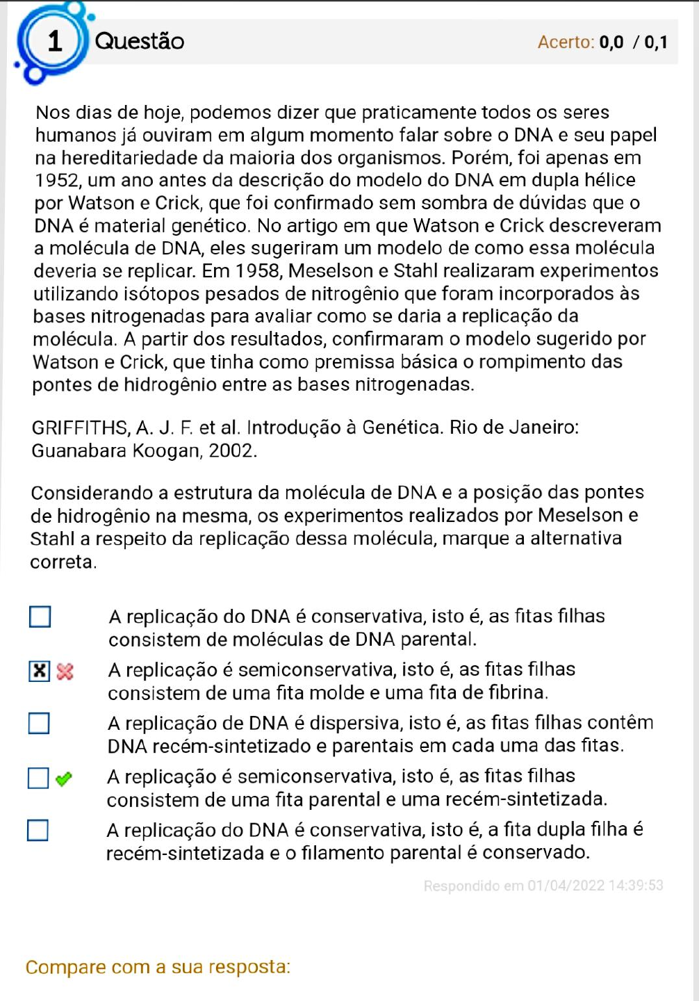 Avaliando Aprendizado Biologia Molecular Biologia Molecular