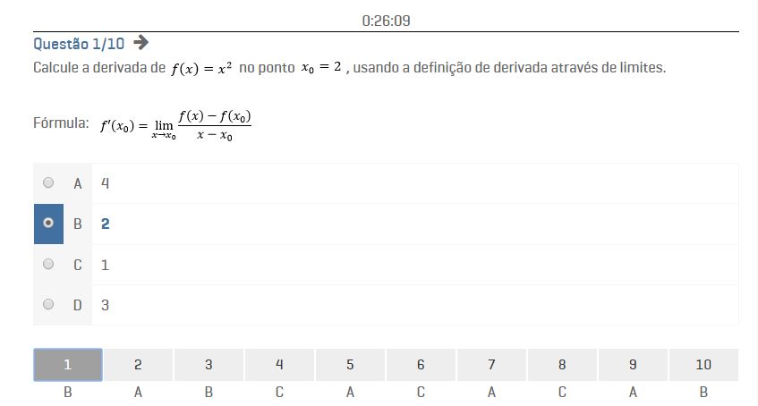 Prova Quest O C Lculo Diferencial E Integral A Uma Vari Vel Nota