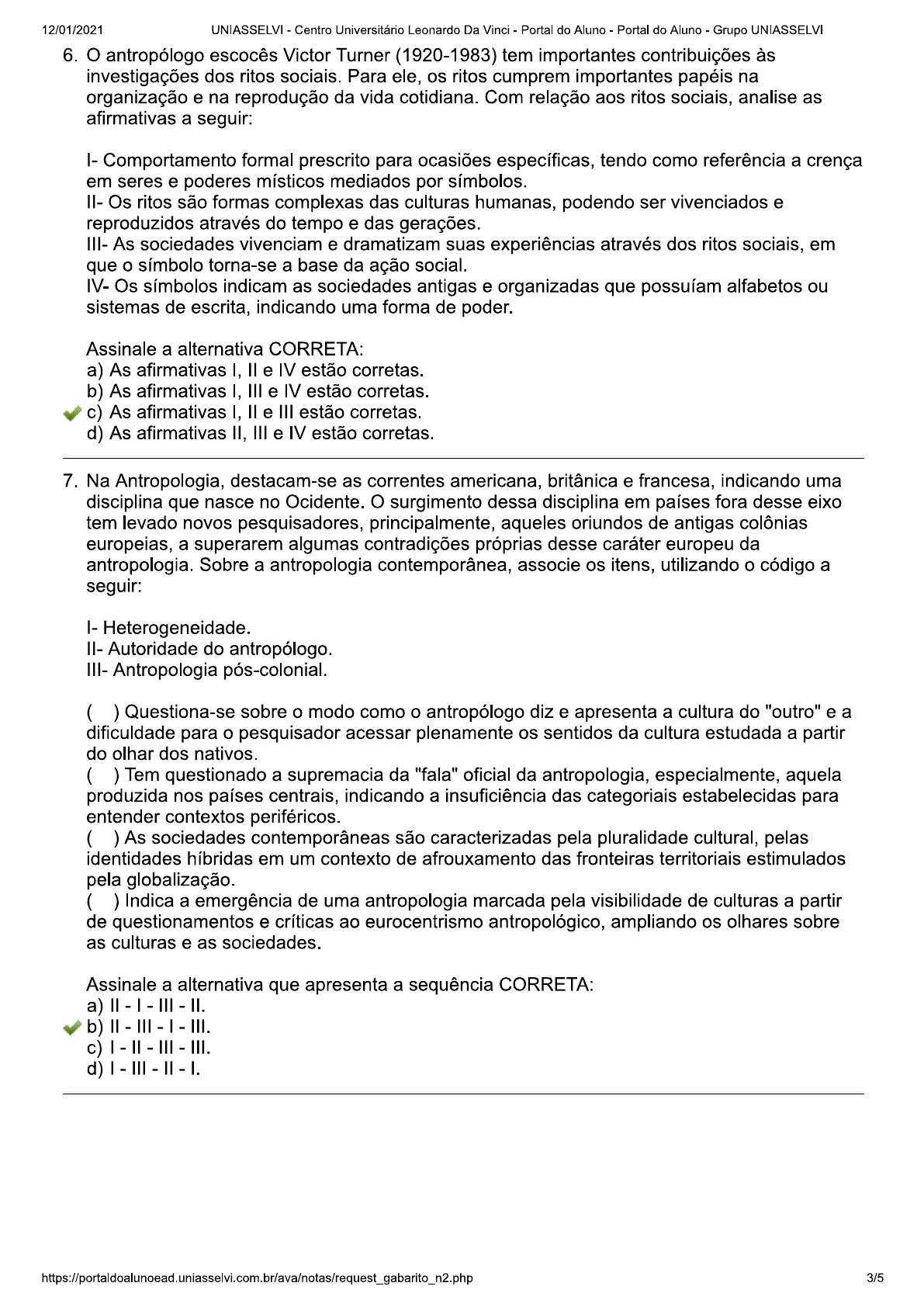 Avalia O Ii Individual Flex Antropologia Social E Cultural Da