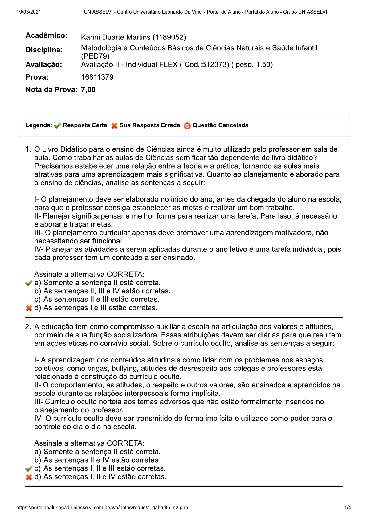 PROVA II METODOLOGIA E CONTEUDOS BASICOS DE CIENCIAS NATURAIS E SAUDE