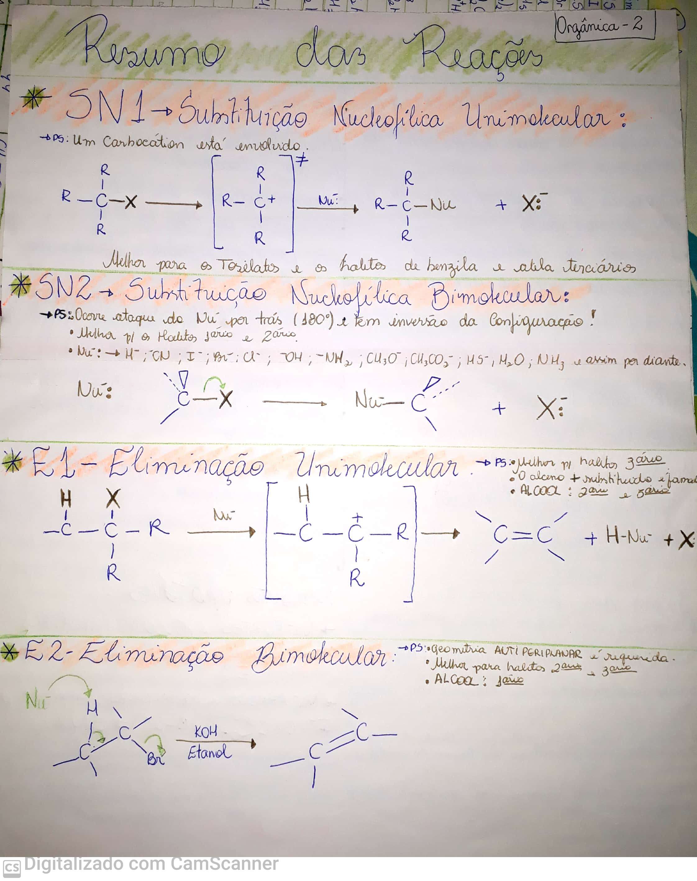 Resumo Das Rea Es De Sn E Sn E E E Qu Mica Org Nica Ii