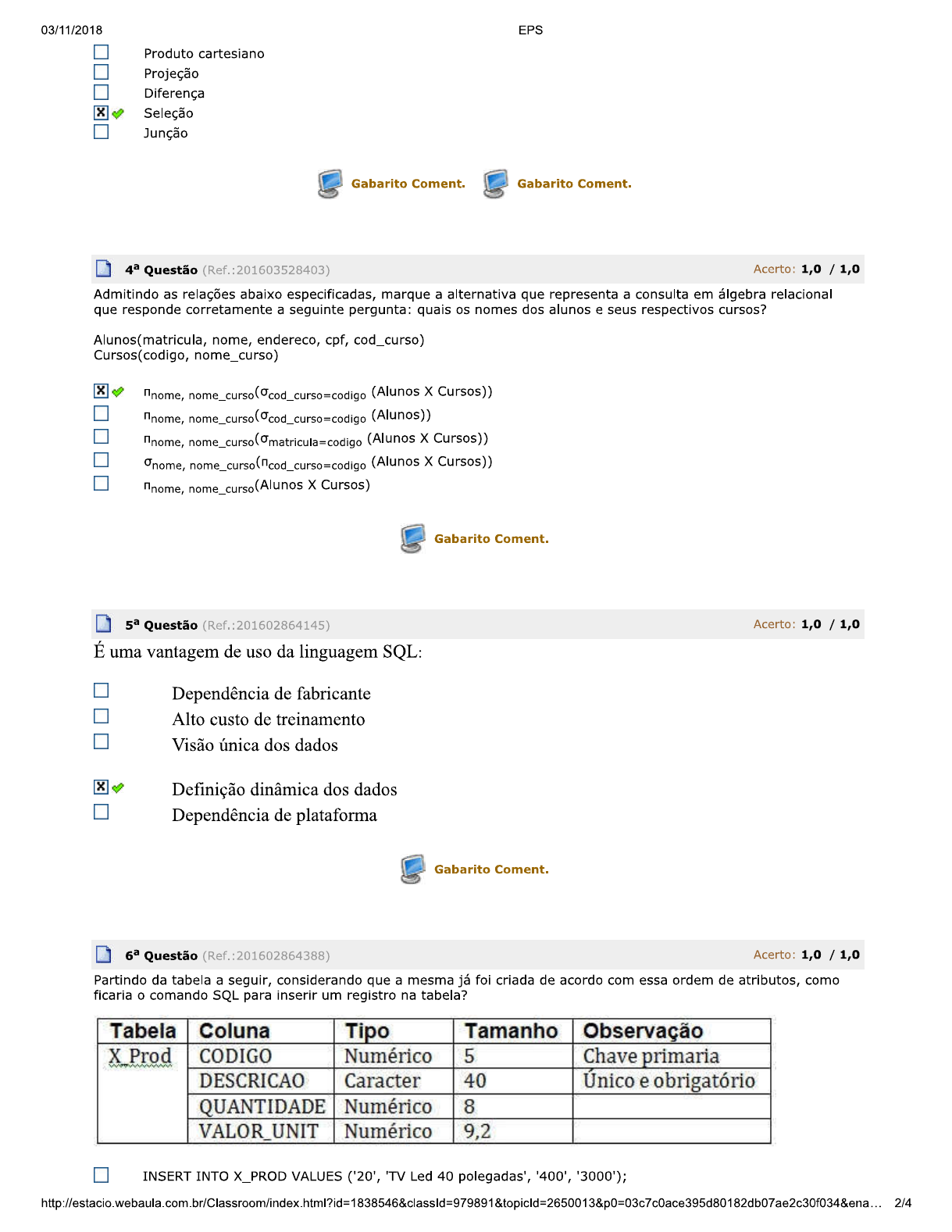 Avalia O Implementa O De Banco De Dados Parcial