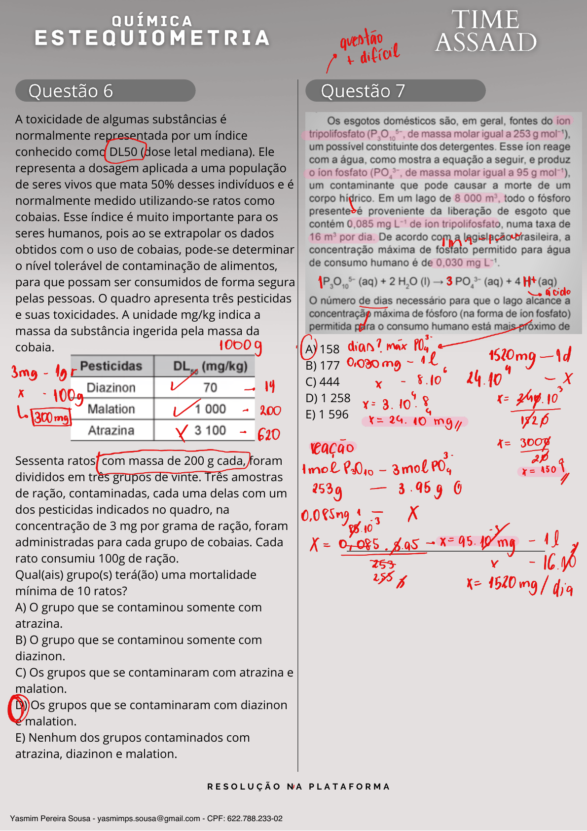 ESTEQUIOMETRIA Exercícios Resolvidos Química