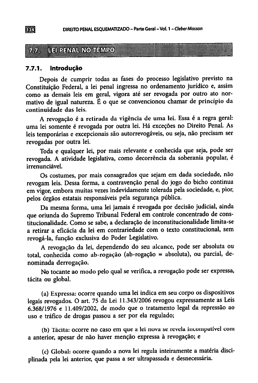 LEI PENAL NO TEMPO E NO ESPAÇO CLEBER MASSON VOL 1 Direito Penal I