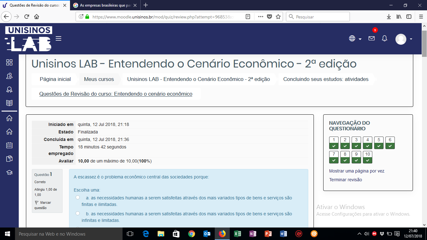 UNISINOS LAB ENTENDENDO O CENARIO ECONOMICO Economia I