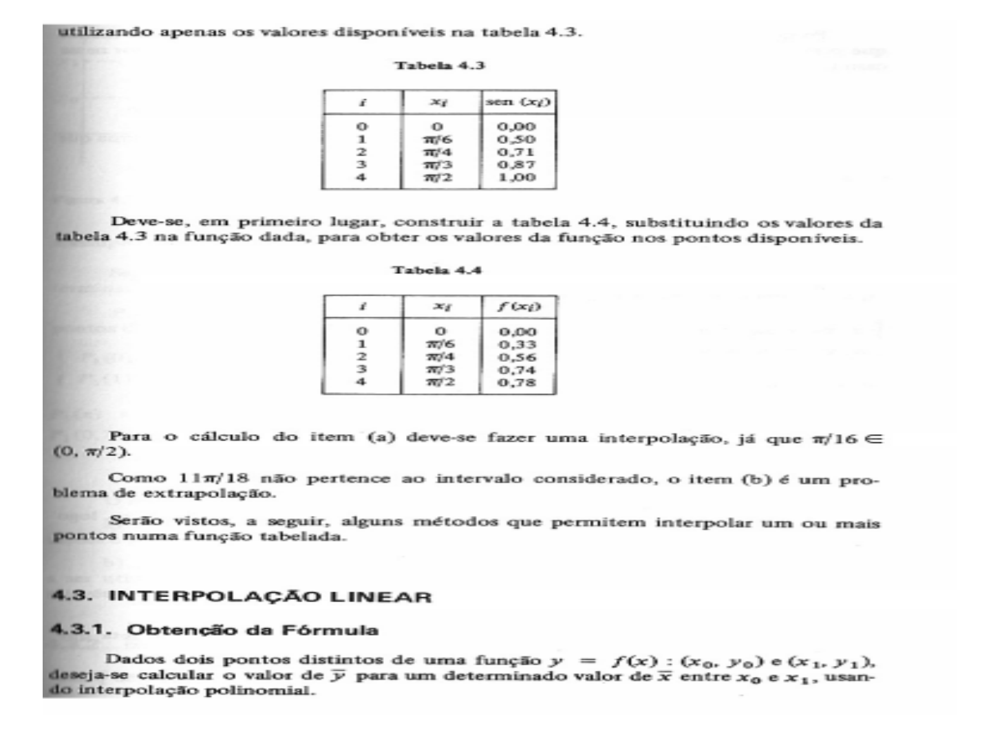 interpolação linear Cálculo Numérico