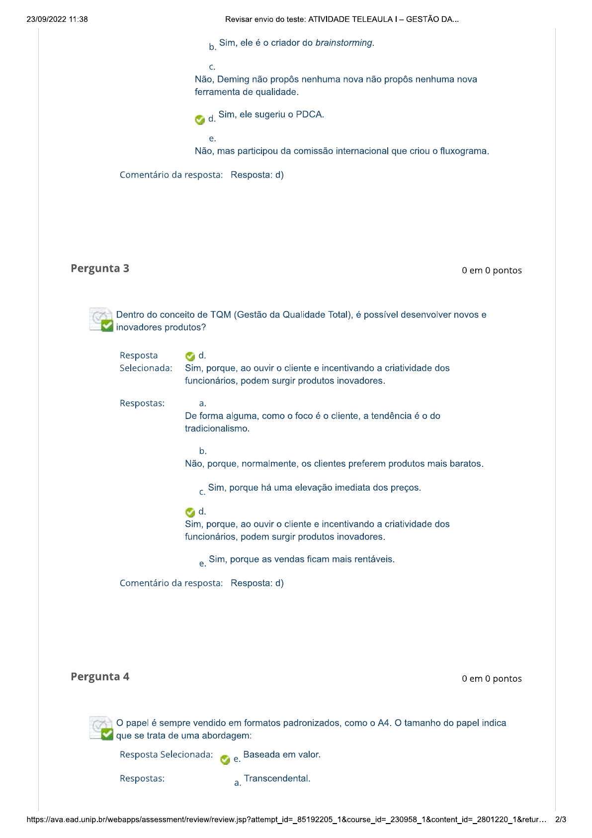 Gest O Da Qualidade Atividade Teleaula I Gest O Da Qualidade