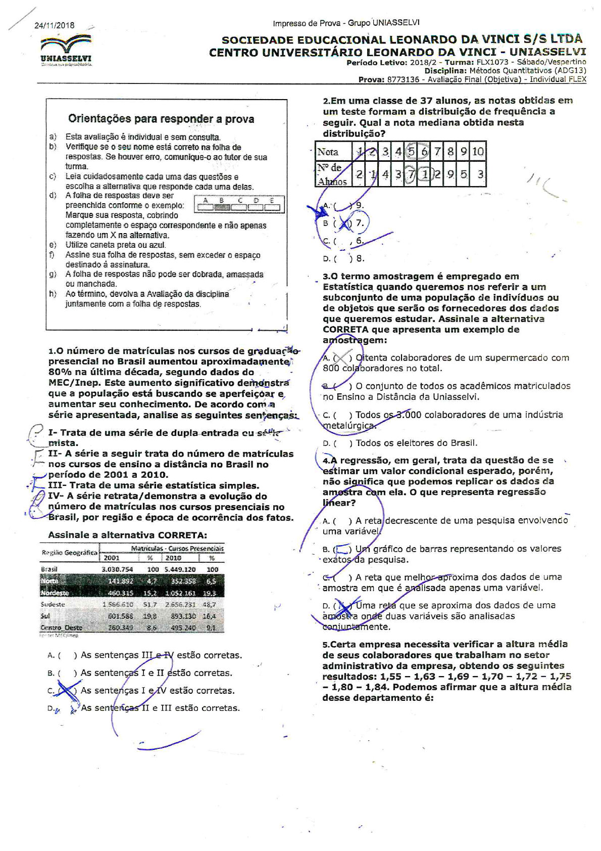 Prova Final Métodos Quantitativos Métodos Quantitativos