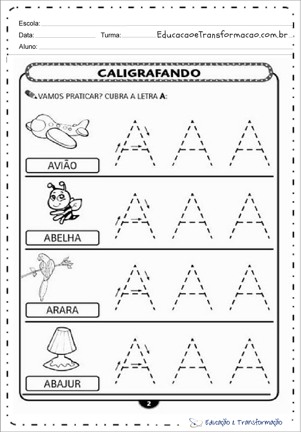 Atividades Vogais Caligrafia A A Est Gio Supervisionado I