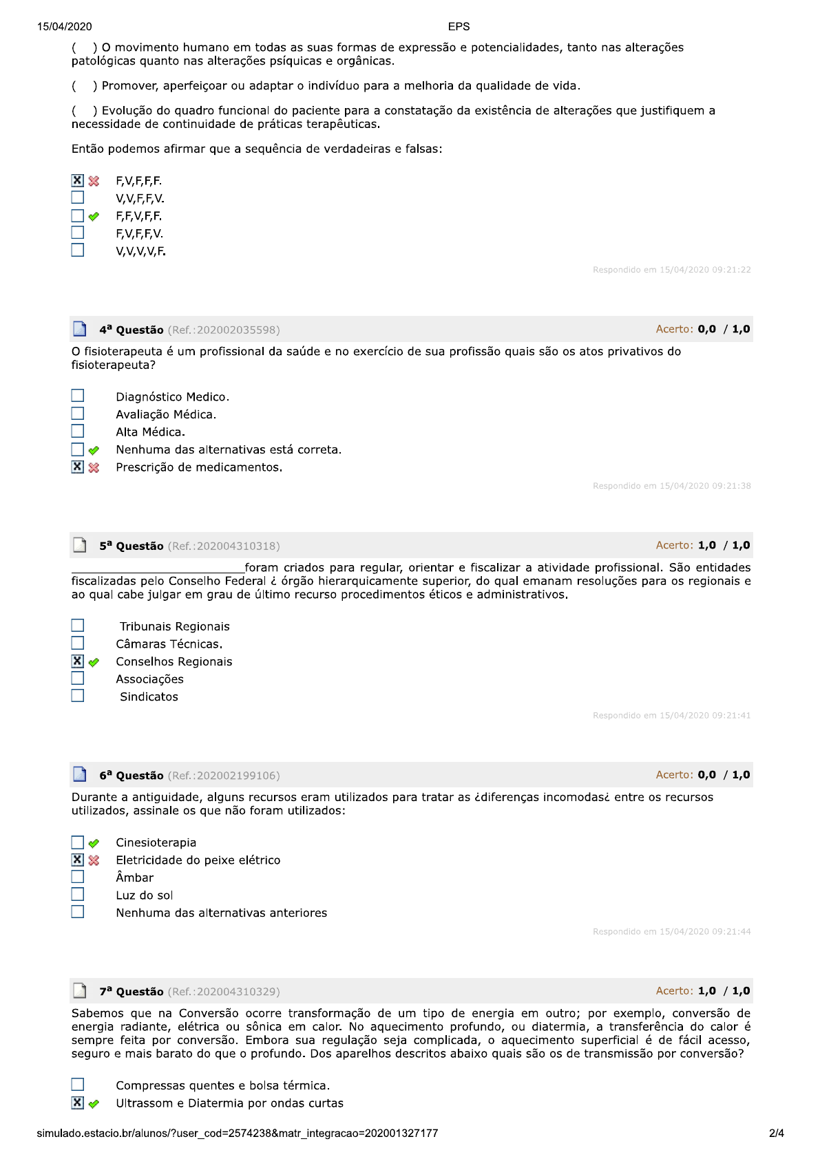 Simulado Fundamentos da Fisioterapia História e Fundamentos da