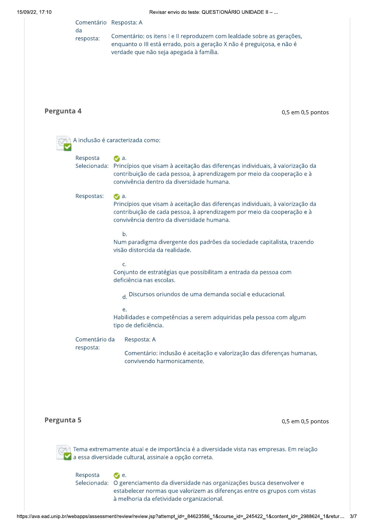 Questionário Unidade II Estudos Disciplinares V Estudos Disciplinares V