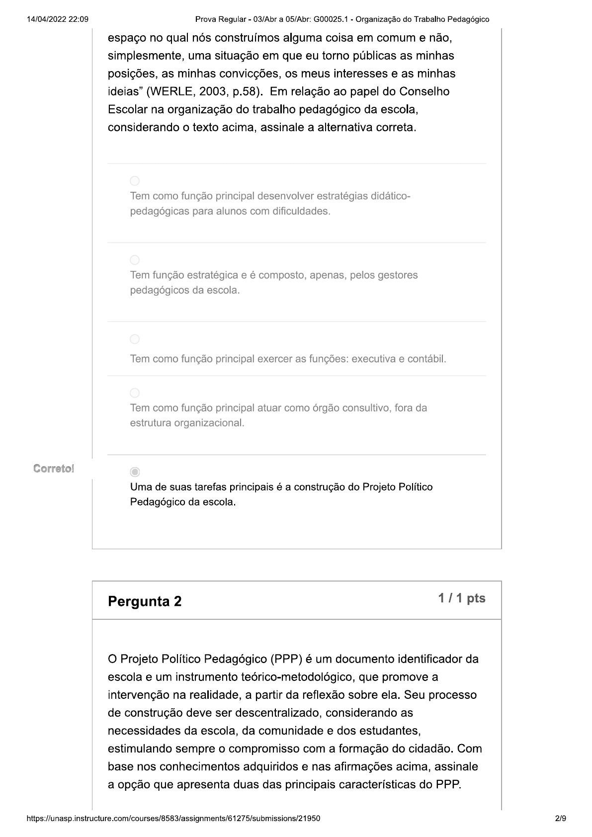 Prova Regular G Organiza O Do Trabalho Pedag Gico De