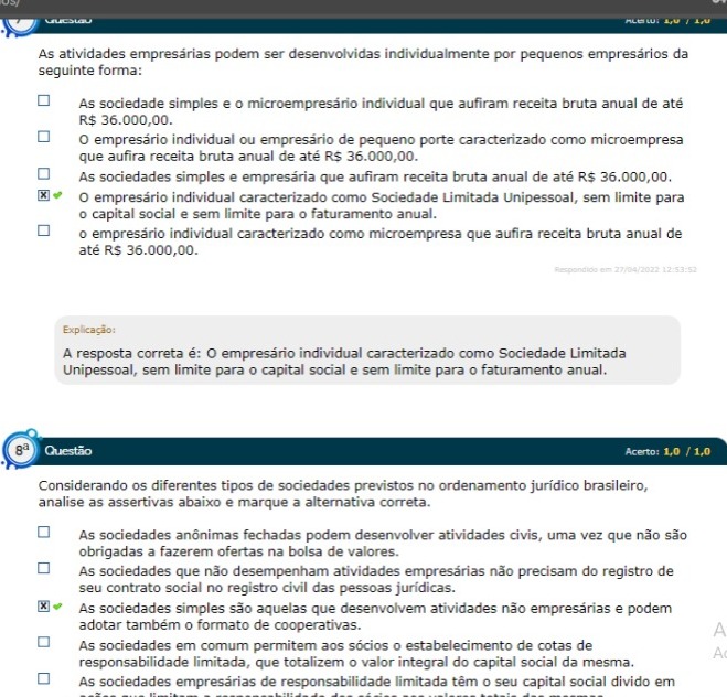 As atividades empresárias podem ser desenvolvidas individualmente por