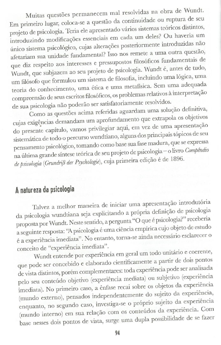 Wilhelm Wundt E O Estudo Da Experi Ncia Imediata Psicologia