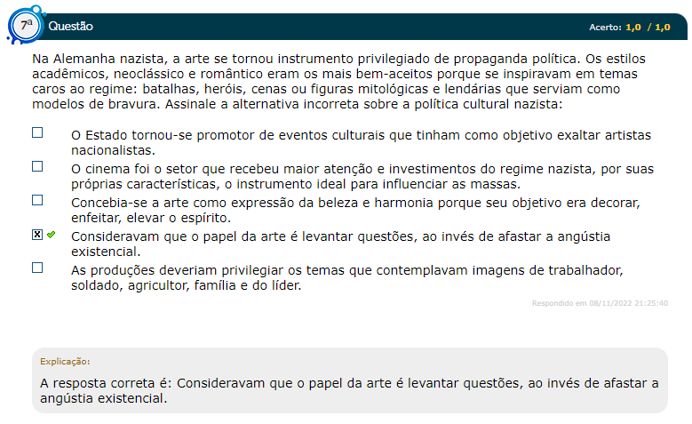 1 Ciclo do Simulado AV GABARITO 2022 2 EAD Arte e Educação