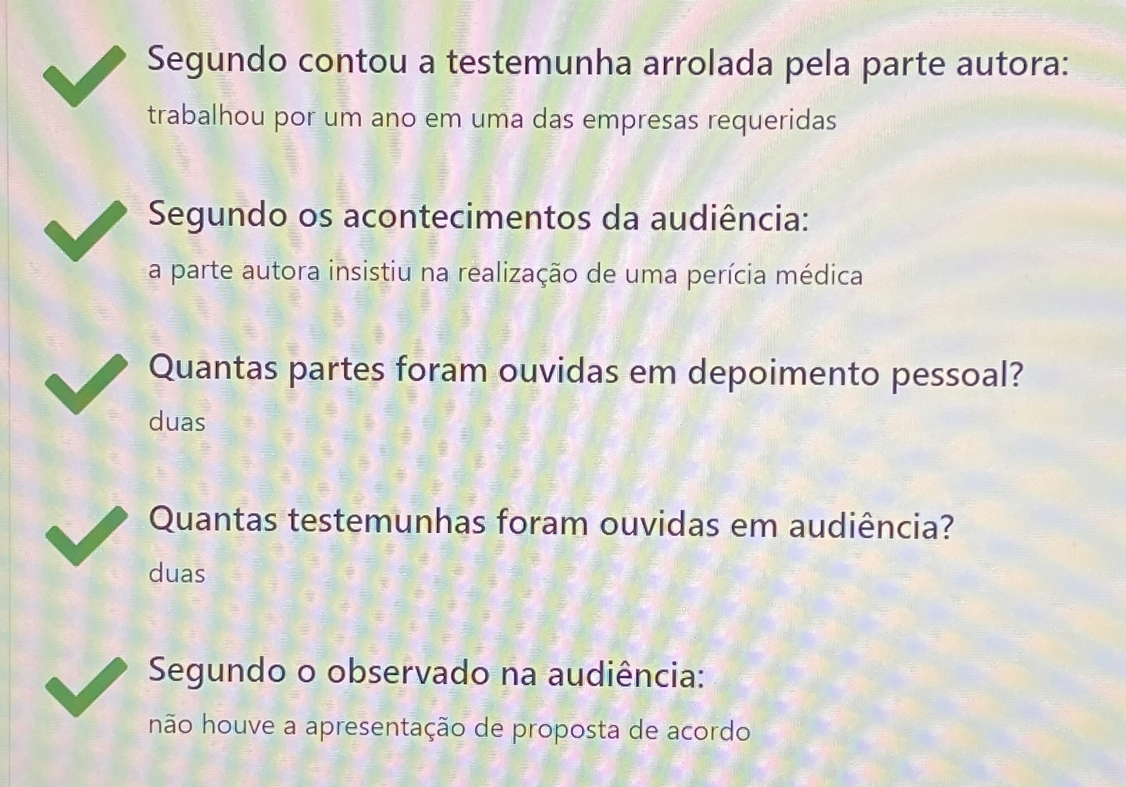 Respostas da audiência de instrução 1 audiências on line Trabalho e