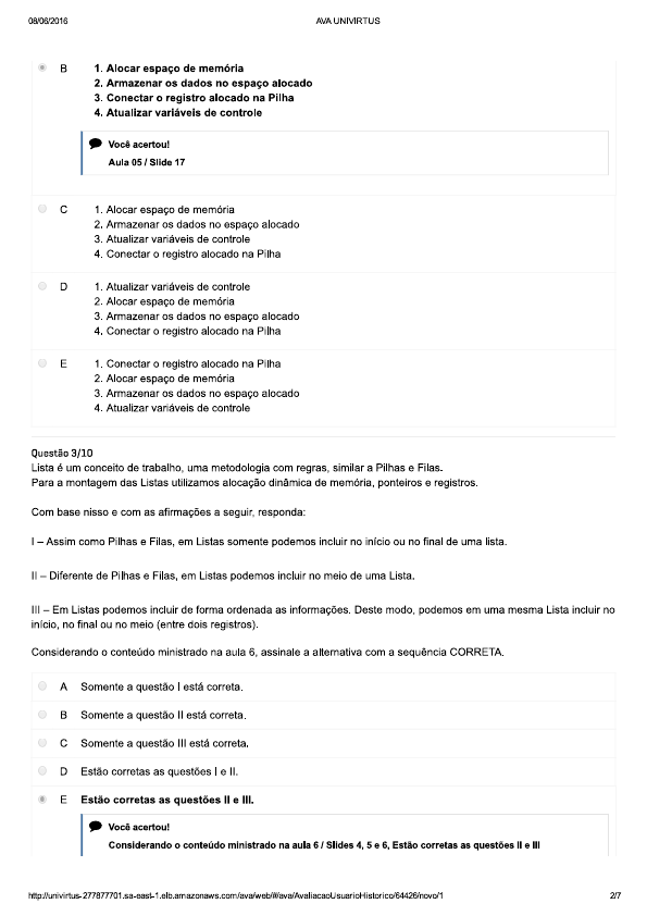 Prova Objetiva Estrutura De Dados Estrutura De Dados I