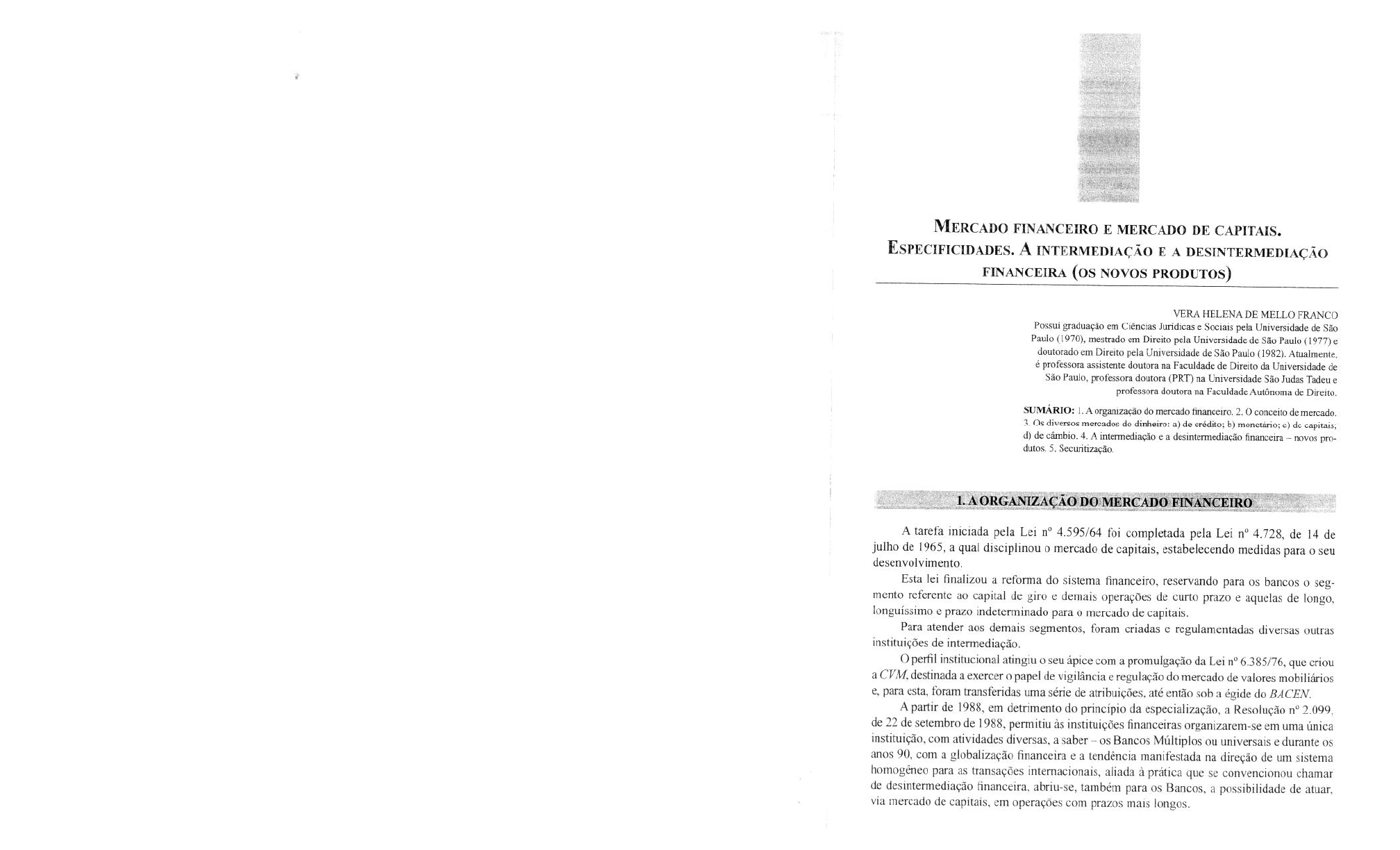 Vera Helena De Mello Franco Mercado Financeiro E Mercado De Capitais