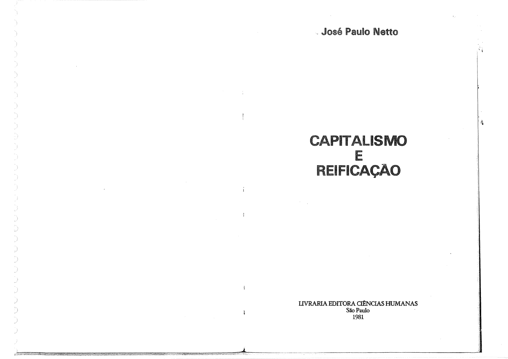 Jos Paulo Netto Capitalismo E Reifica O Sociologia