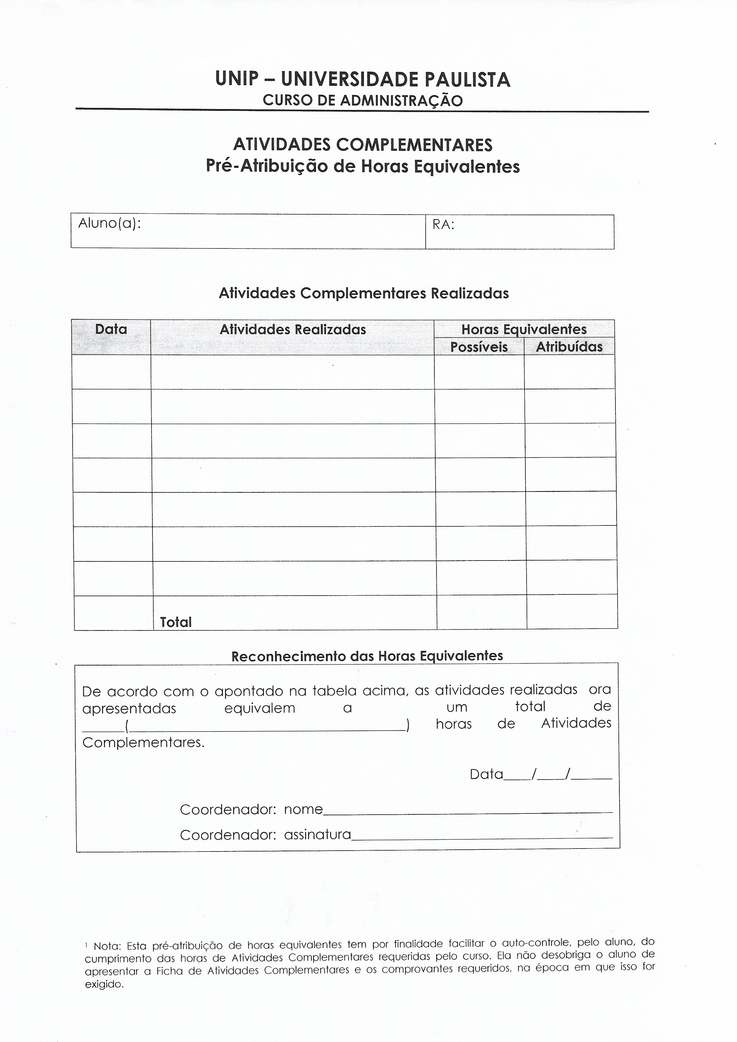 Ficha De Ac Atividade Complementar I