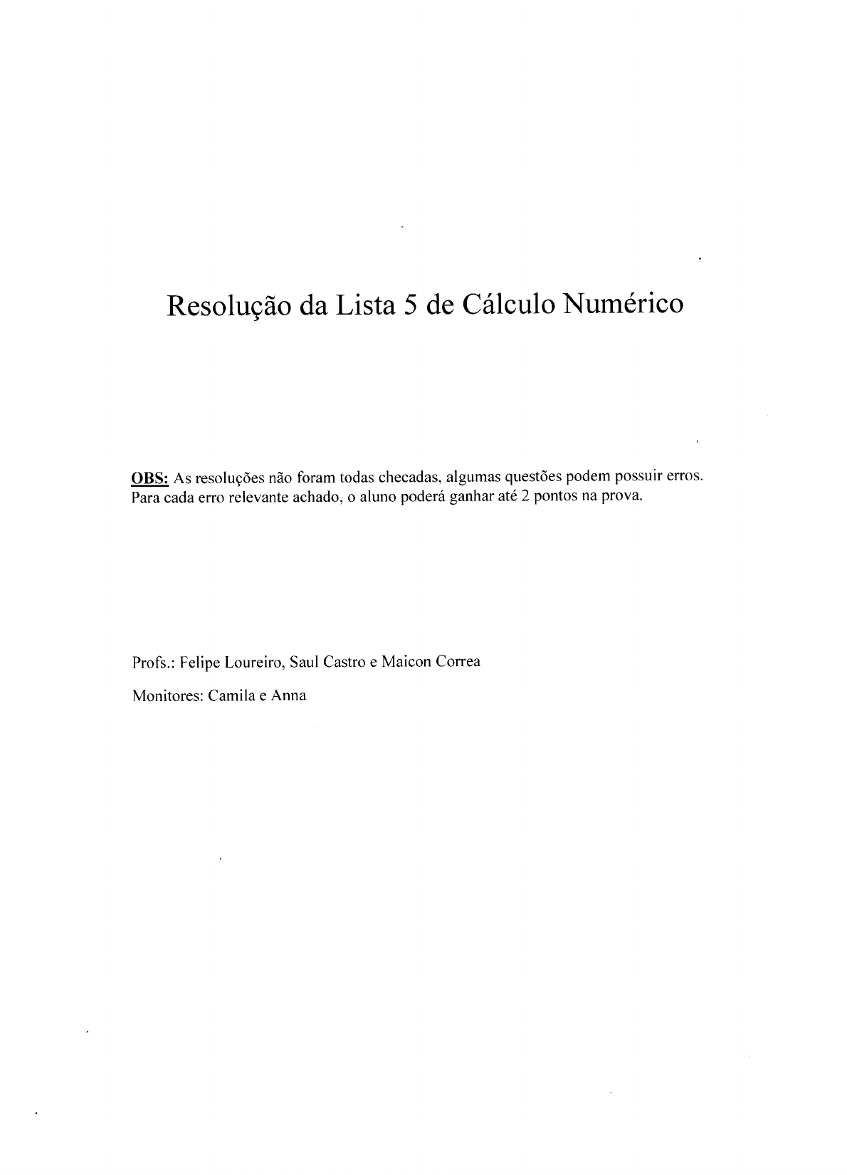 Resolu O Lista C Lculo Num Rico Ufjf C Lculo Num Rico