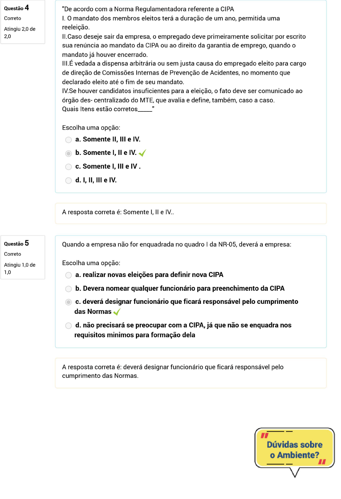 NR 5 Comentada Exercício de fixação 02 Curso Técnico em Segurança