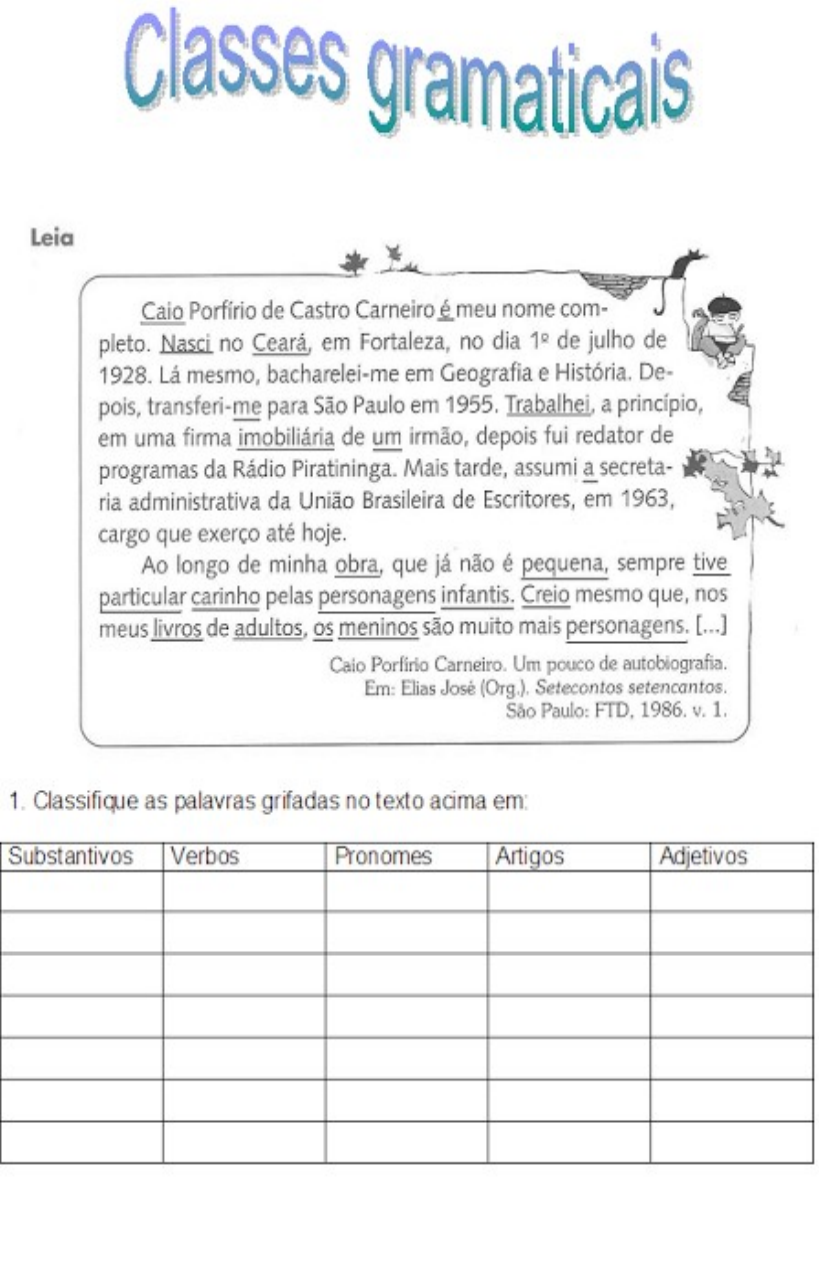 Exerc Cios Sobre Classe Gramatical Gabarito Ano Pdf Fdplearn
