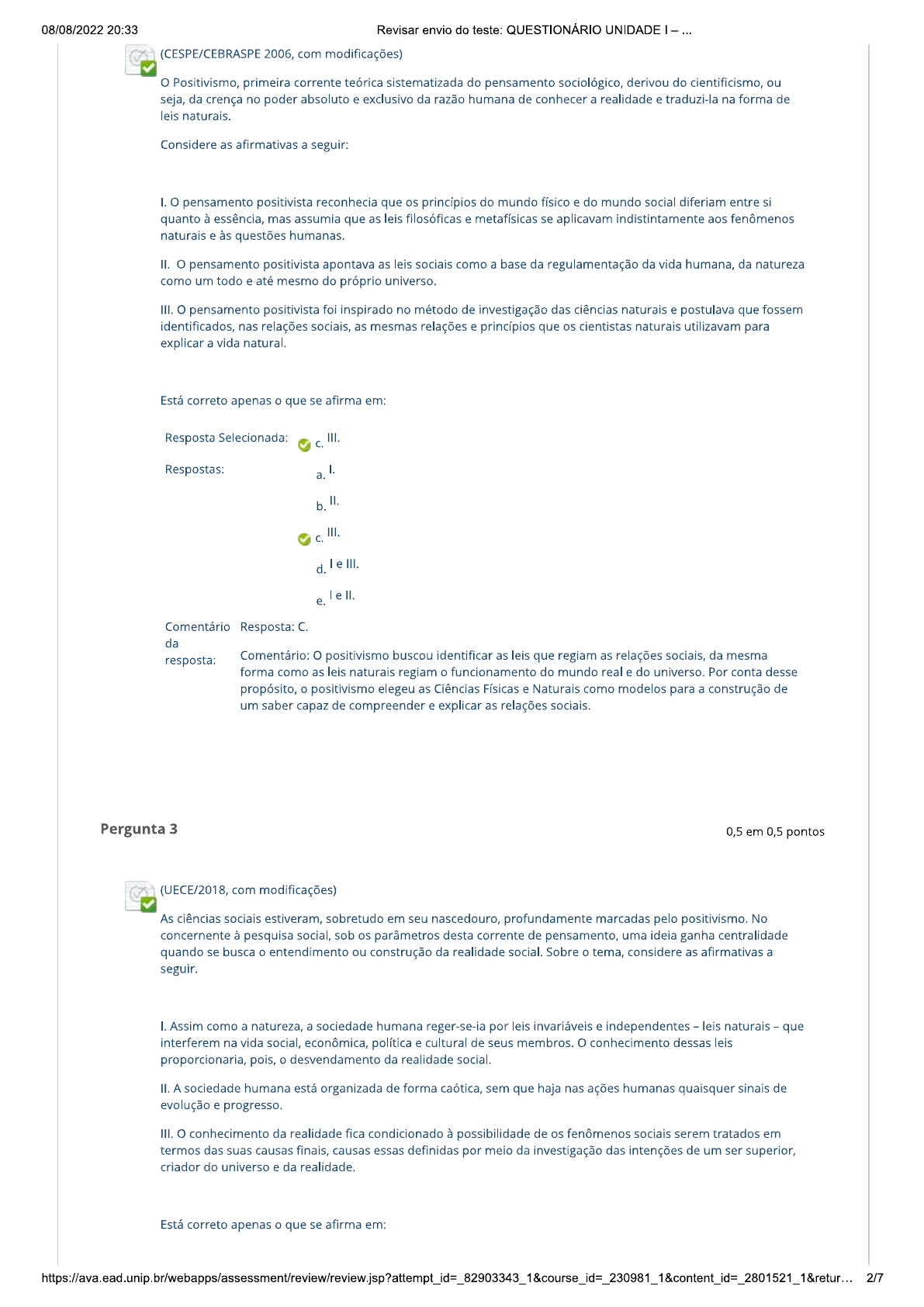 Questionario Unidade I Ciências Sociais Ciências Sociais