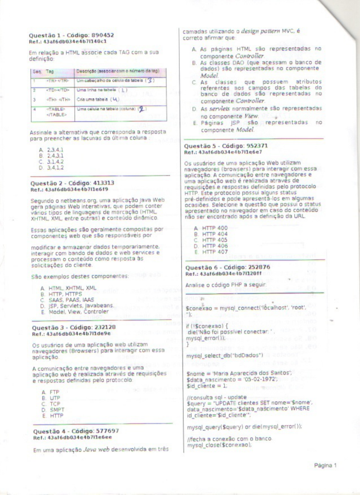 Caderno De Prova Presencial Unopar LIBRAIN