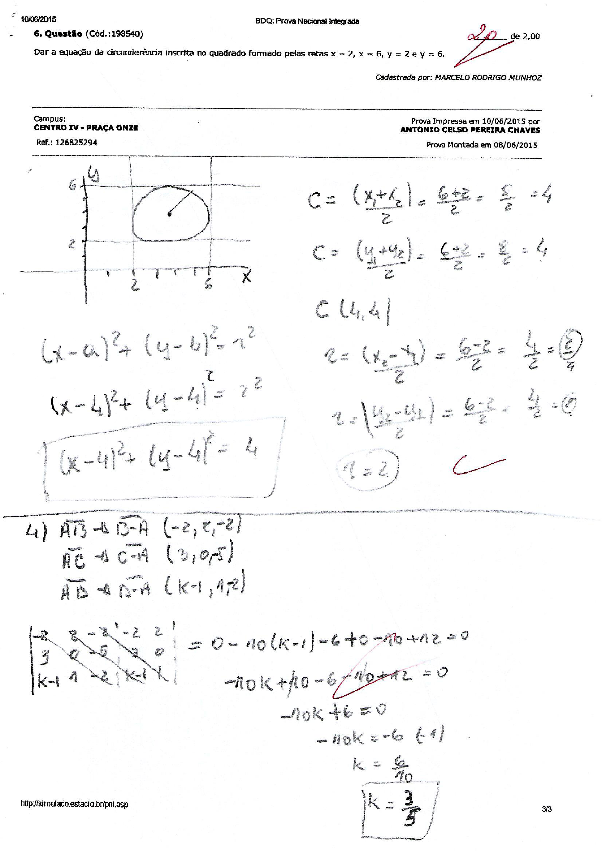 Prova De C Culo Vetorial E Geometria Anal Tica Av C Lculo