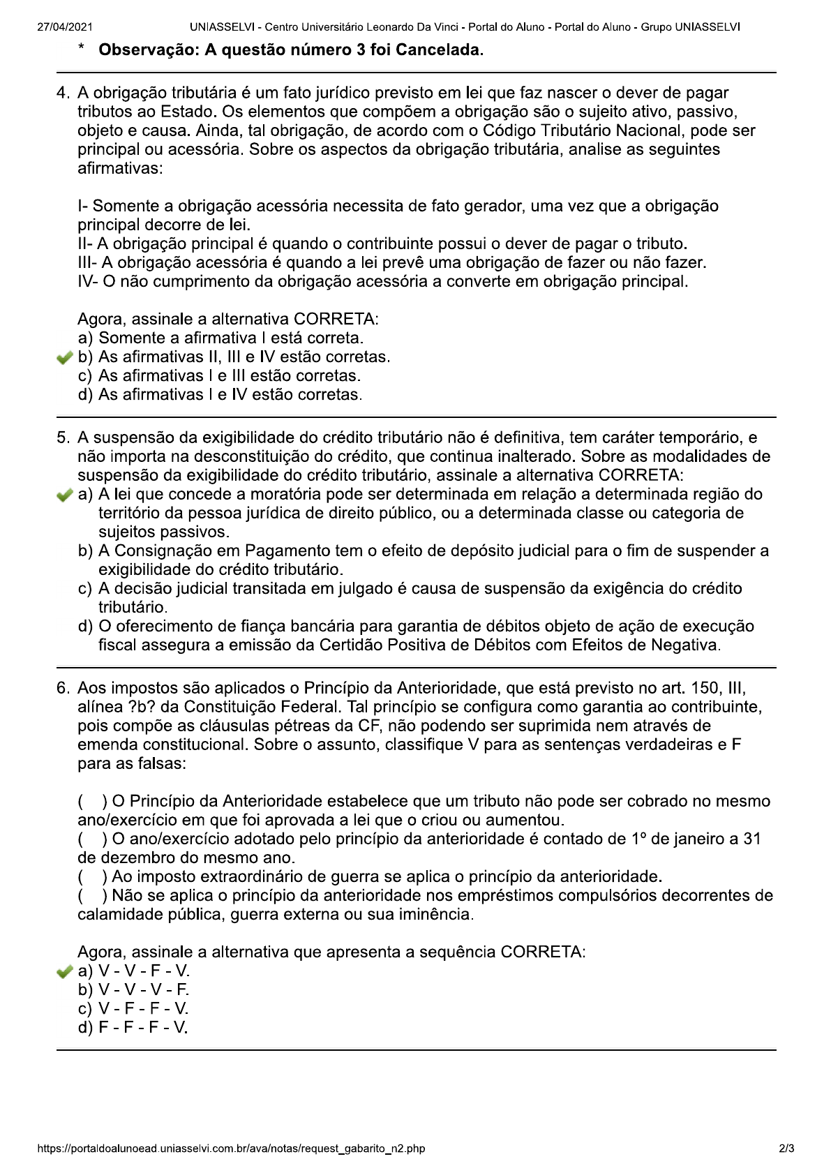 Direito Tributário e Empresarial Avaliação II Direito Tributario e