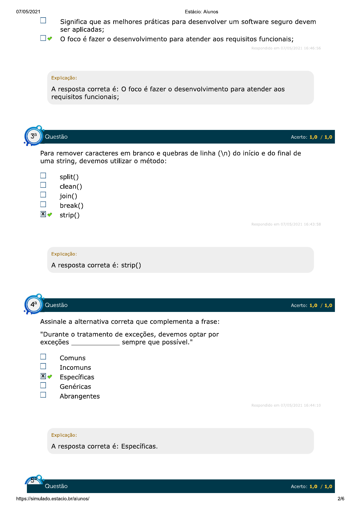 Desenvolvimento rápido de aplicações em pyton Simulado2 Análise e