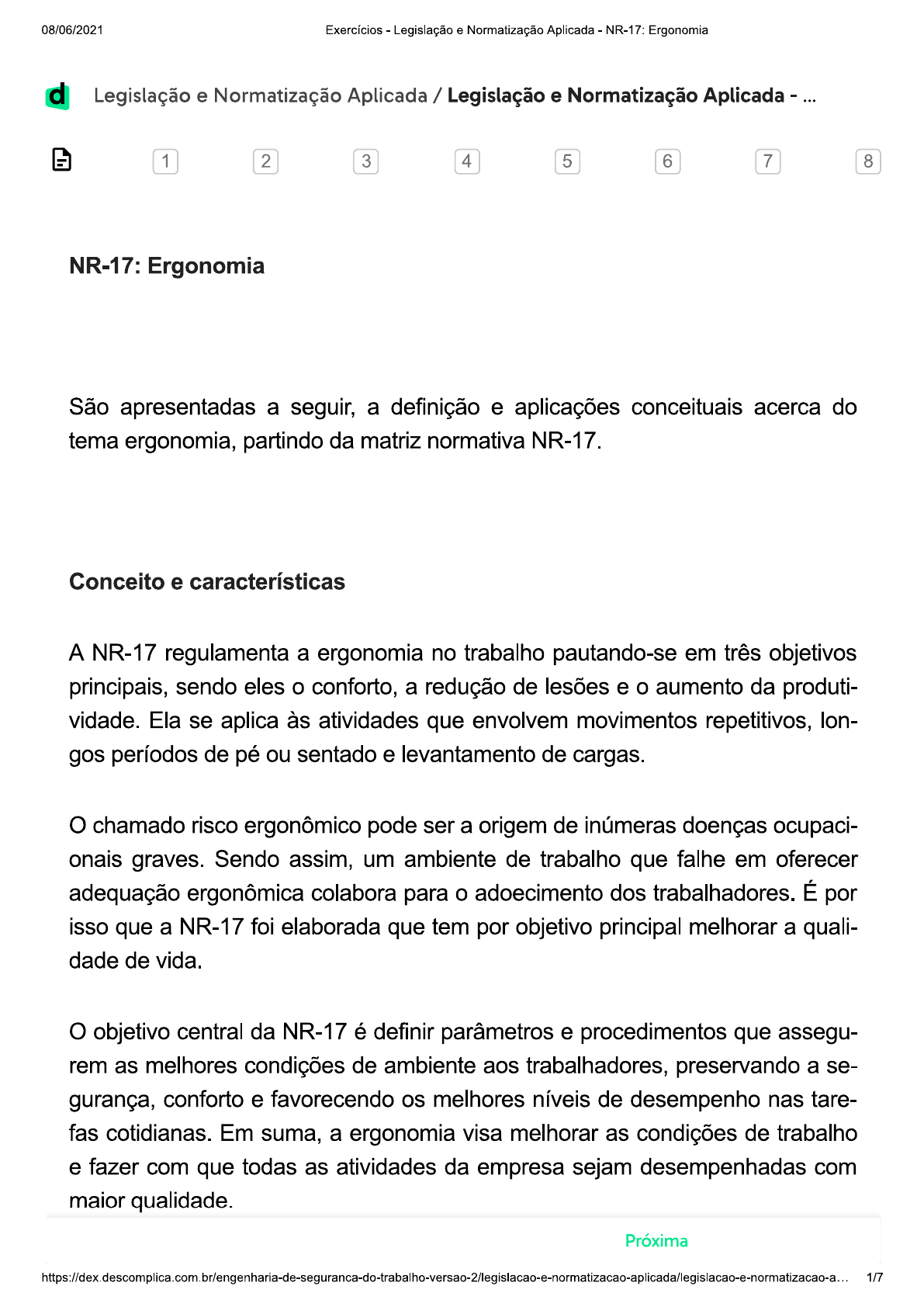 Texto Resumo Descomplica Nr Ergonomia Engenharia De Seguran A Do