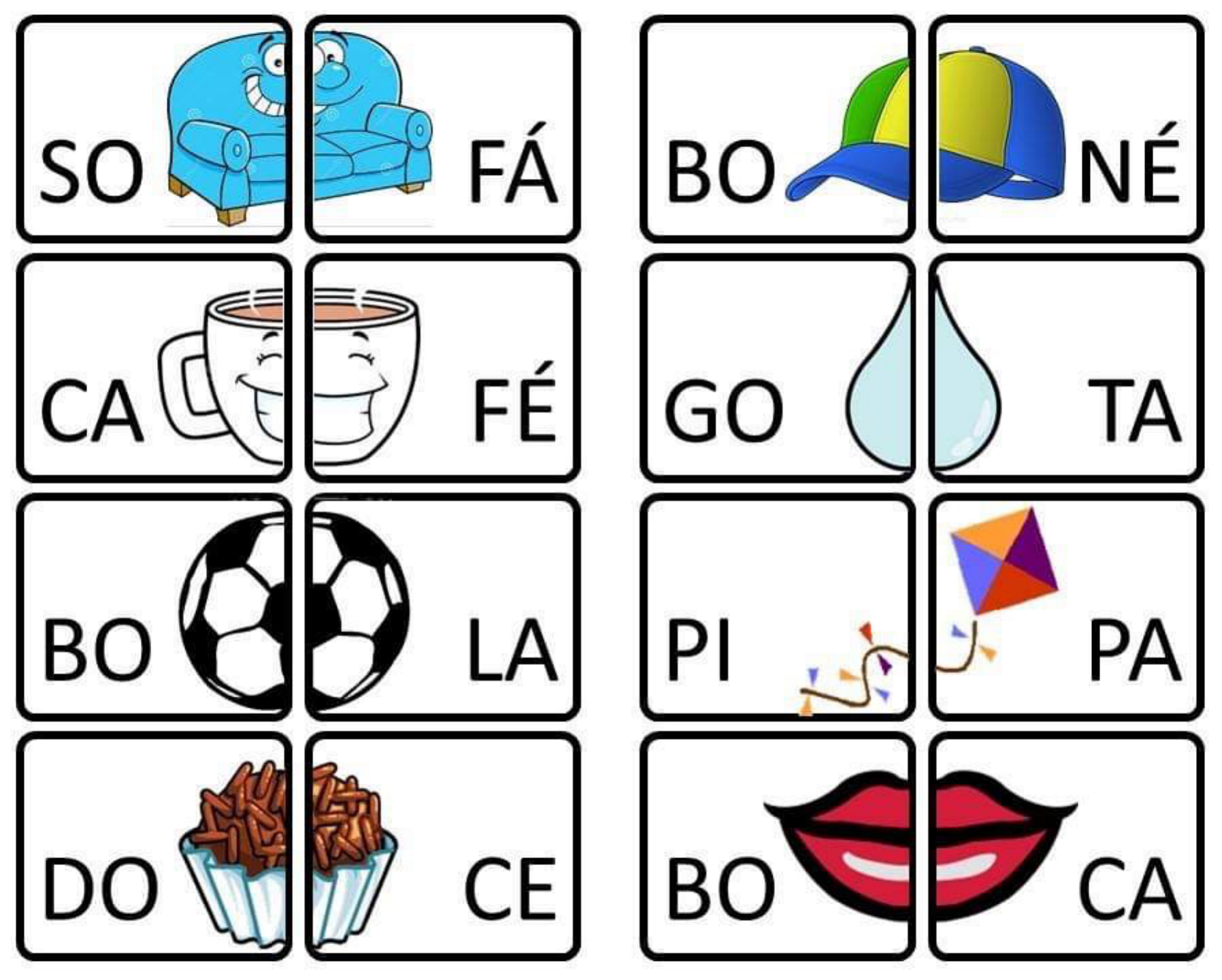 SÍLABAS - JOGO FORMAÇÃO DE PALAVRAS - Alfabetização e Letramento