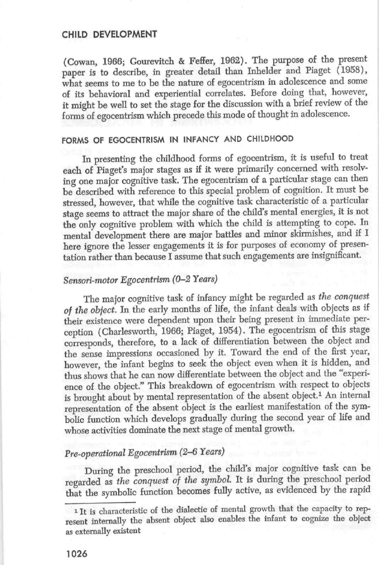 Elkind D 1967 Adolec ncia e egocentrismo Psicologia