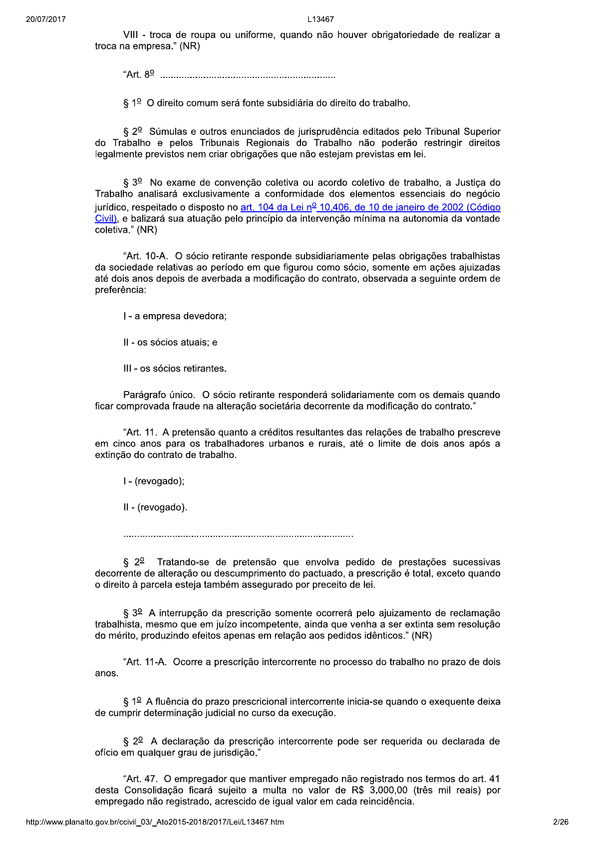 Reforma Trabalhista LEI 13467 2017 - Direito do Trabalho I
