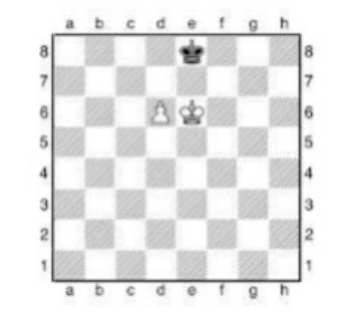 Tabuleiro de xadrez com peças pretas e brancas posicionadas em quadrados  opostos
