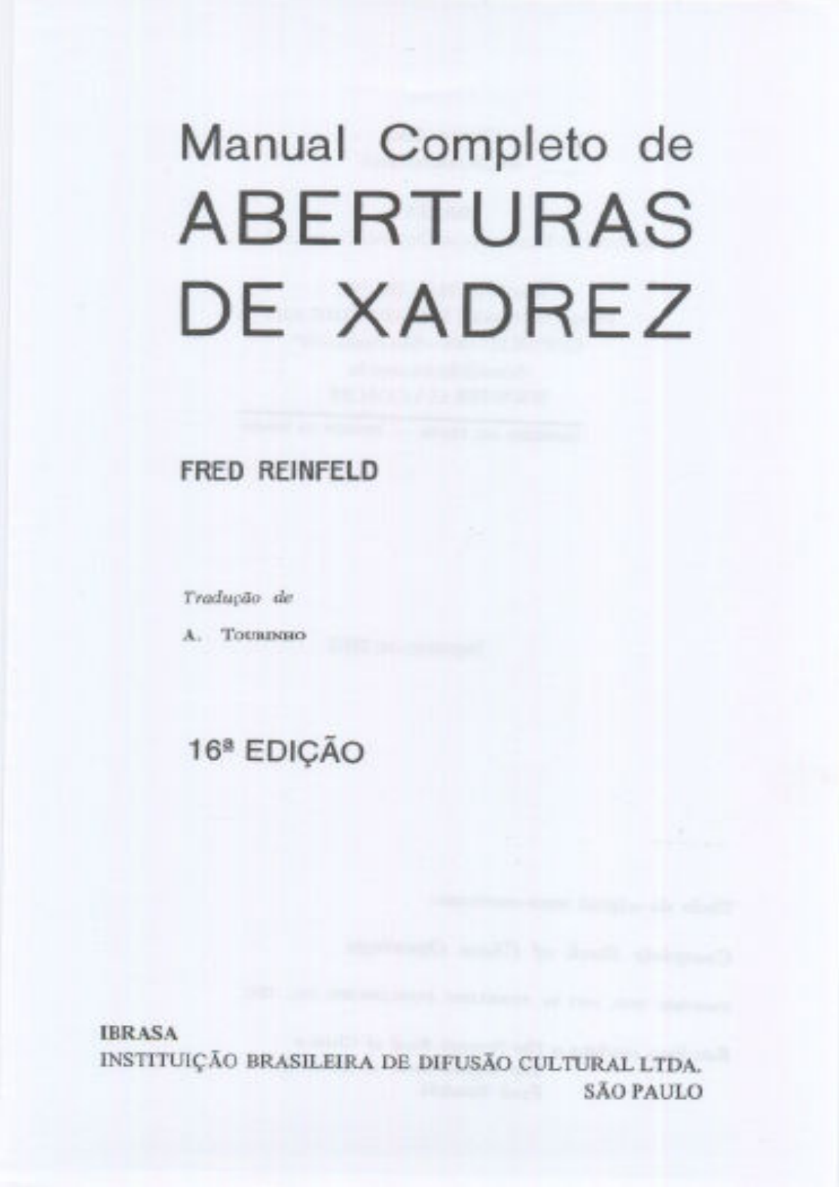 Manual Completo De Aberturas De Xadrez - Fred Reinfeld