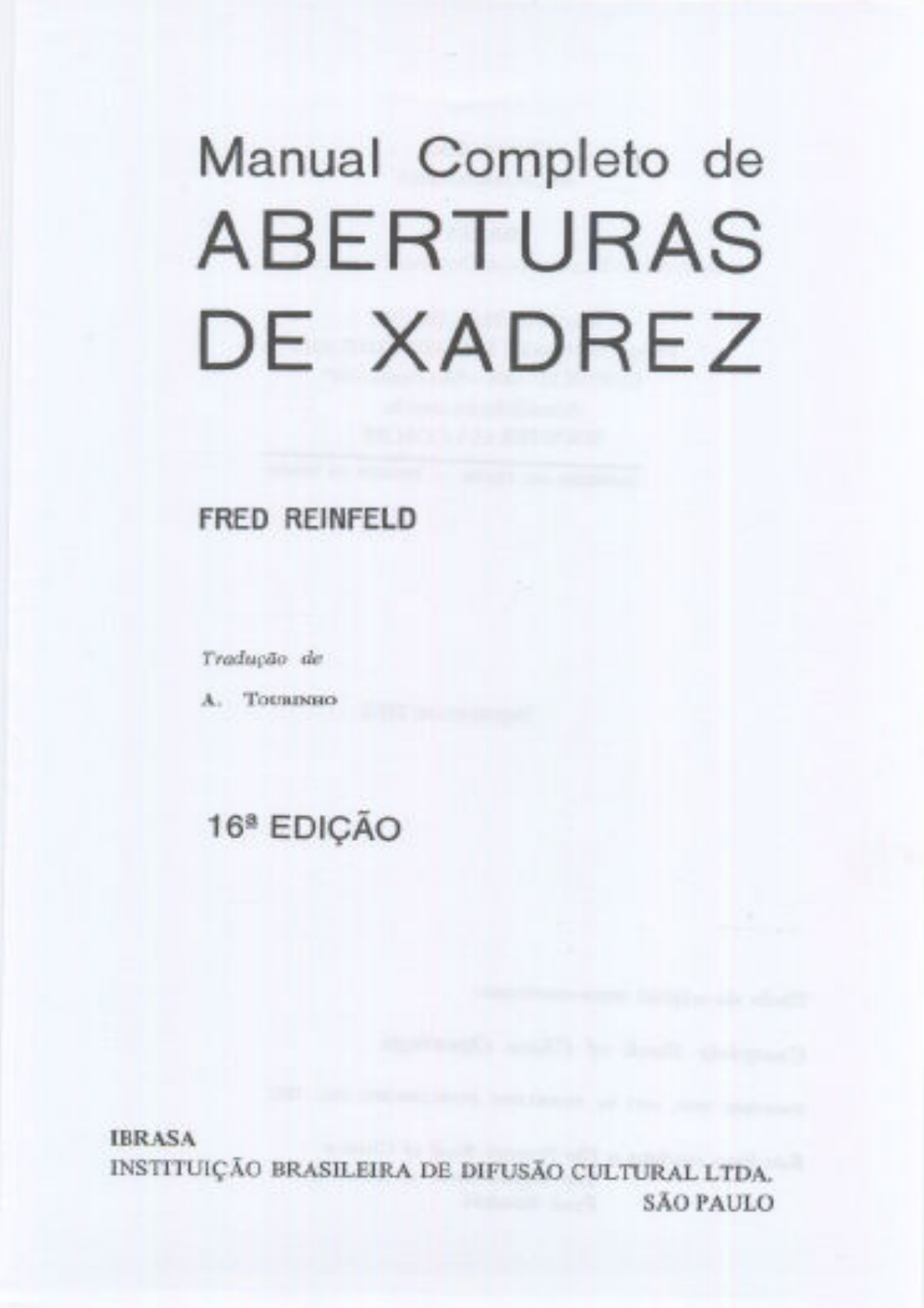 Livro: Manual Completo de Aberturas de Xadrez - Fred Reinfeld