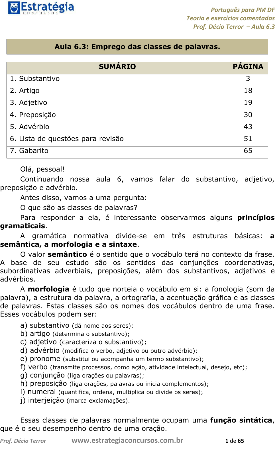 Exercícios sobre verbo com gabarito - Sintaxe