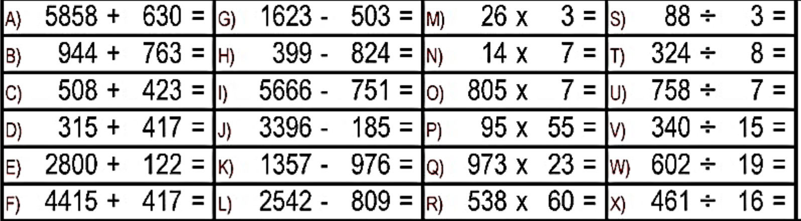 QUIZ MATEMATICA 5 ANO - Pedagogia