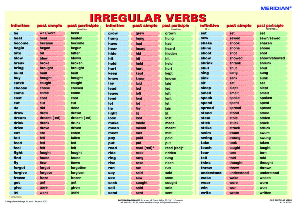 english irregular verbs dictionary