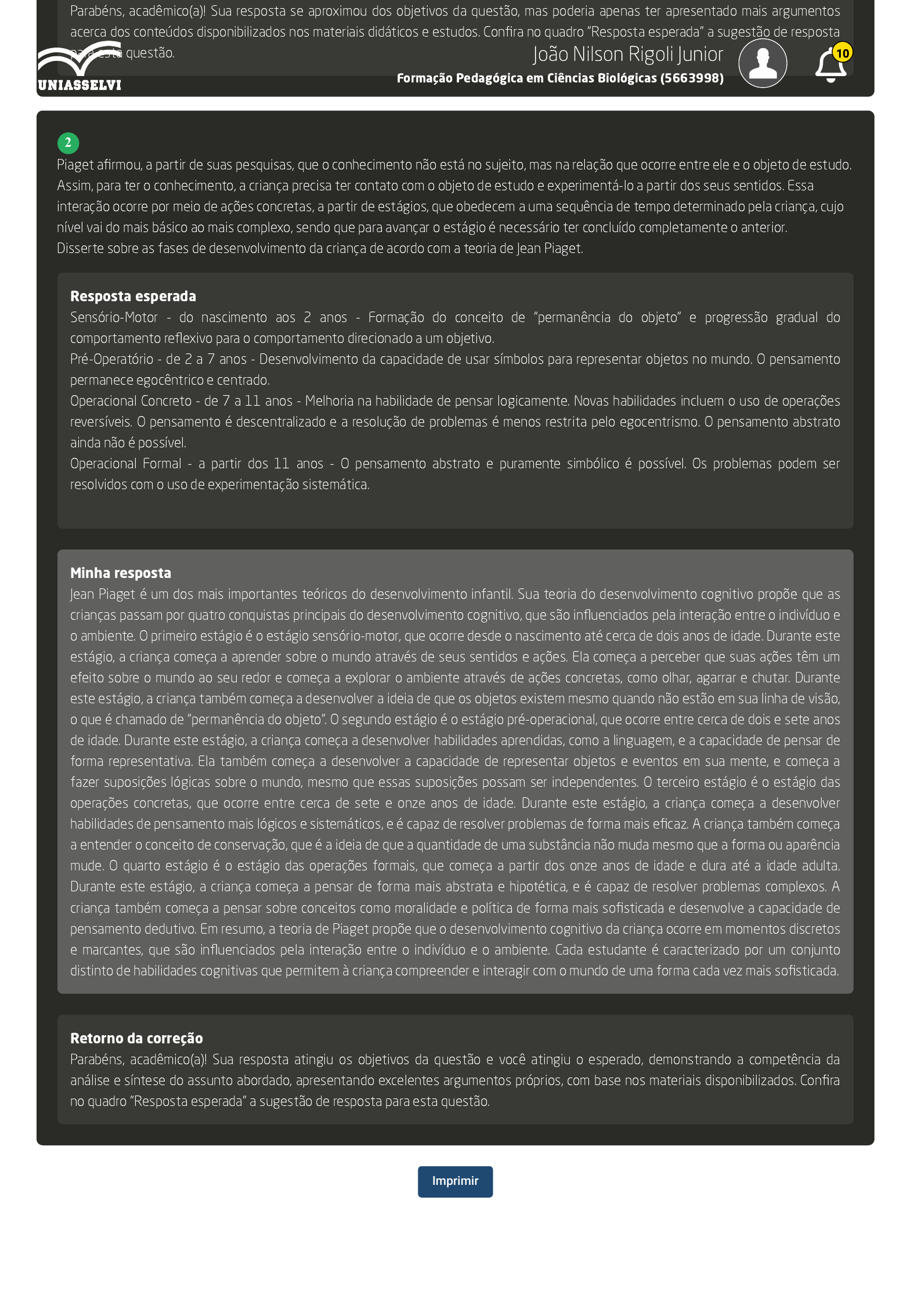 Colégio Jean Piaget - Santos - Estamos muito orgulhosos! Fonte: Evolucional  - dados do Inep (Provas objetivas + Redação)