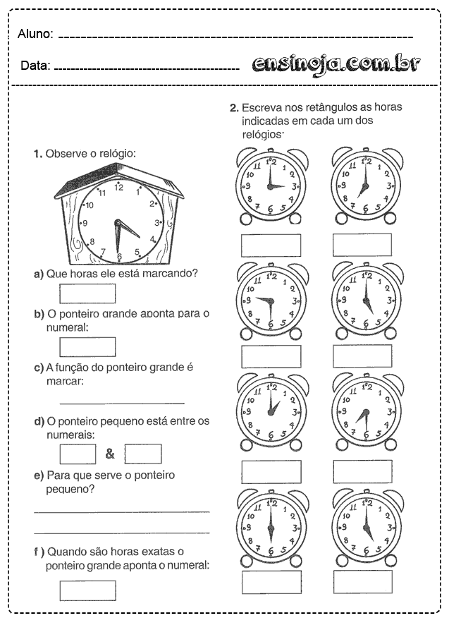 35 ideias de atividades com relógios - Educação Infantil - Aluno On
